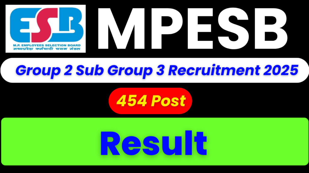 MPESB Group 2 Sub Group 3 Result 2026, MPESB Junior Engineer Result 2026, MPESB Admit Card 2026, MPESB Official Website, esb.mp.gov.in