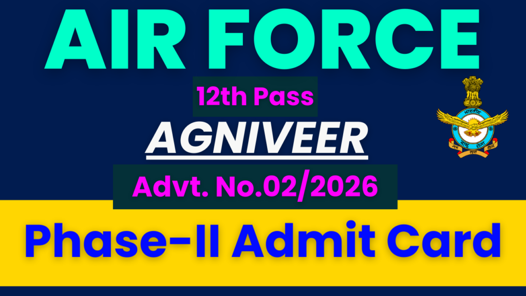Indian Airforce Agniveer Vayu Admit Card 2026, Agniveer Vayu Phase-II Admit Card 2026, Indian Airforce Admit Card 2026, IAF Agniveer Vayu 02/2026 Hall Ticket, Agniveer Vayu Recruitment 2026
