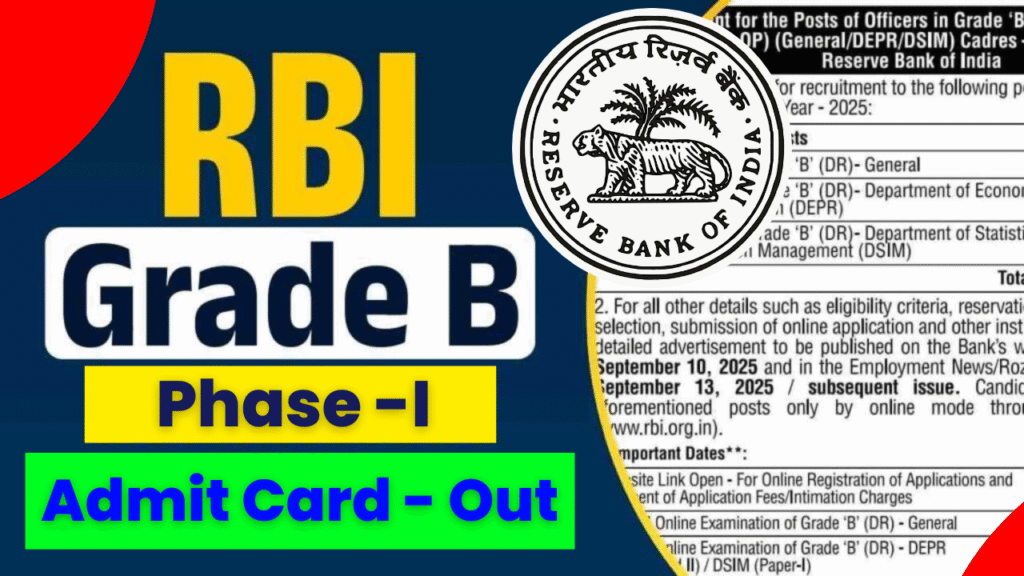 RBI Officer Grade B Admit Card 2025, RBI Grade B Phase-I hall ticket, RBI Grade B exam date 2025, RBI Grade B recruitment 2025, RBI Grade B call letter, RBI Grade B registration number, RBI Grade B photo ID proof, RBI Grade B exam city, RBI Grade B shift timing, rbi.org.in admit card download