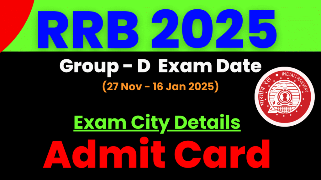 RRB Group D Admit Card 2025, RRB Group D Hall Ticket 2025, RRB Group D Exam Date 2025, RRB Group D Exam City Slip, indianrailways.gov.in Admit Card, RRB Group D Call Letter Download, RRB Group D CBT 2025