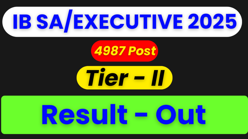 IB Security Assistant Result 2026, IB Executive Tier‑II Result 2026, Intelligence Bureau Result 2026, IB SA/Exe Tier‑II Merit List, mha.gov.in vacancies, IB Recruitment Result 2026