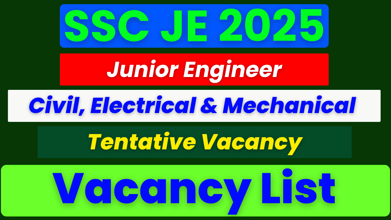 SSC JUNIOR ENGINEER 2025 TENTATIVE VACANCY LIST