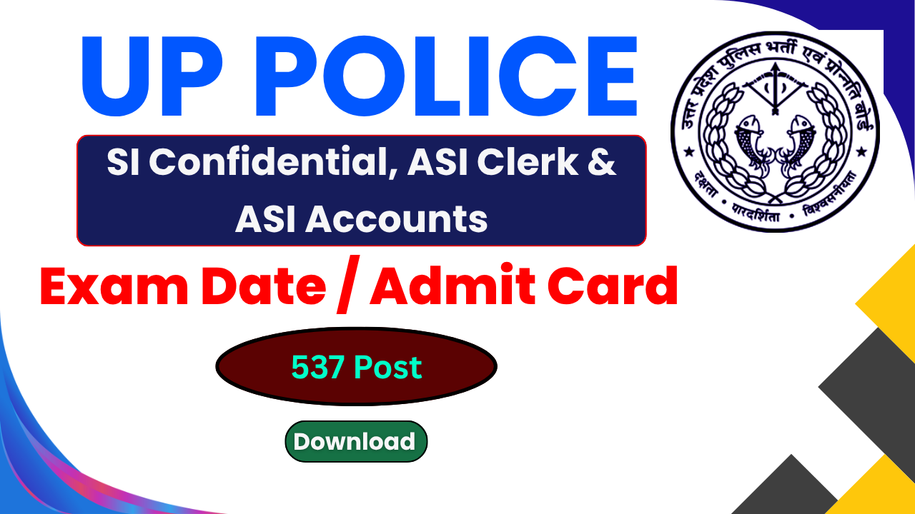 UP Police SI Exam Date 2026, UP Police ASI Clerk Exam 2026, UP Police ASI Accounts Exam 2026, UPPRPB SI ASI Notification 2026, UP Police Admit Card 2026, UP Police Recruitment 2026, uppbpb.gov.in