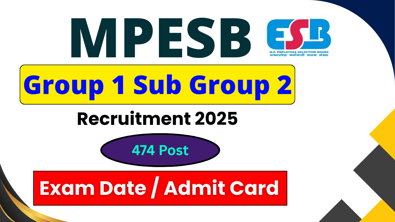 MPESB Group 1 Sub Group 2 Exam Date 2026, MPESB Exam Schedule 2026, MPESB Admit Card 2026, MPESB Recruitment 2026, MPESB Online Exam 2026, Madhya Pradesh ESB Exam Date