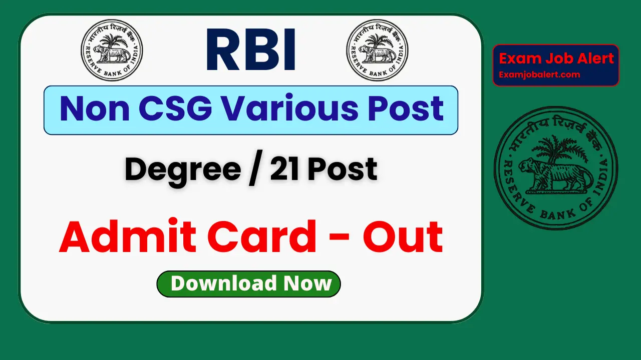 RBI Non CSG Admit Card 2026, RBI Various Post Recruitment 2026, RBI Admit Card Download, RBI Non CSG Hall Ticket, RBI Recruitment 2026