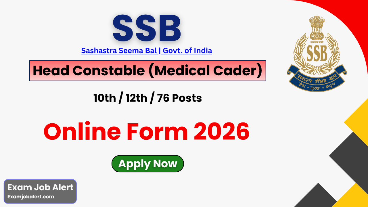 SSB Head Constable Recruitment 2026, SSB Medical Cadre Vacancy 2026, SSB Head Constable Online Form 2026, SSB HC Eligibility 2026, SSB HC Age Limit, SSB HC Notification 2026, SSB Advt No 524/2025