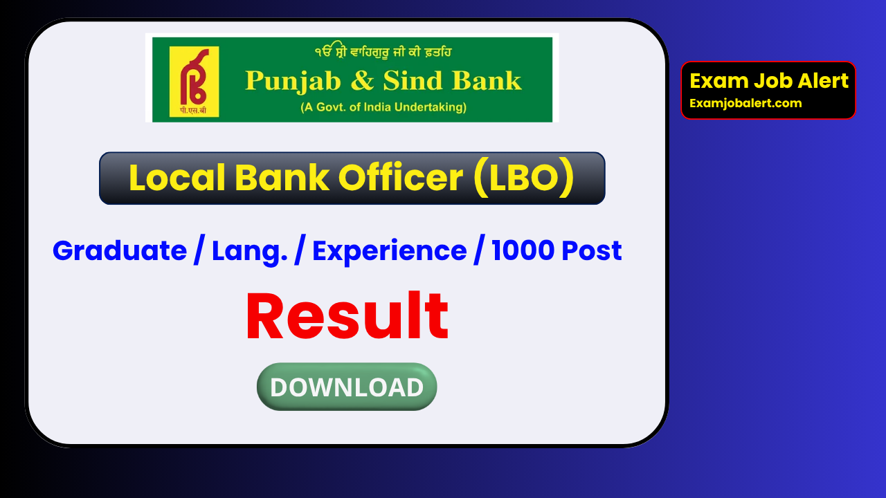 Punjab and Sind Bank LBO Result 2026, Punjab Sind Bank Exam 2026, LBO Recruitment Result 2026, Punjab Sind Bank Notification, punjabandsindbank.co.in