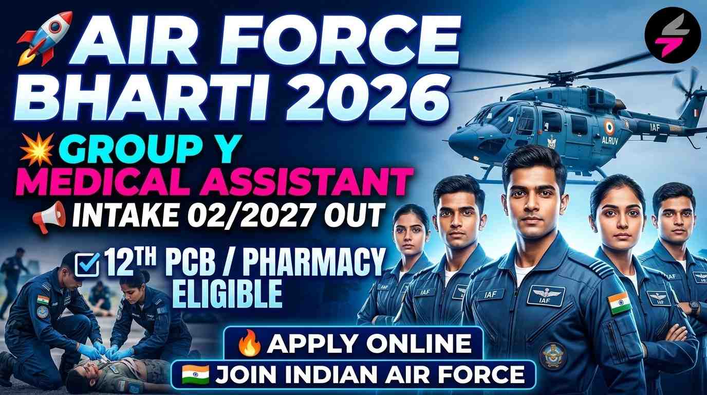IAF Group Y Medical Assistant Recruitment 2026, Indian Air Force Intake 02/2027, Medical Assistant Airmen Online Form 2026, IAF Vacancy 2026, Airforce Group Y Eligibility 2026