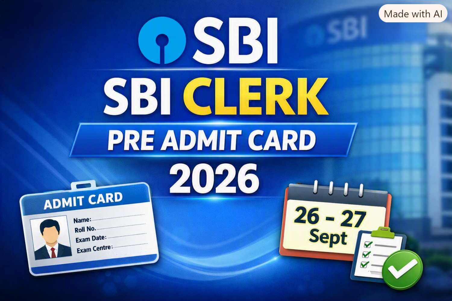 SBI Junior Associates Clerk Pre Admit Card 2026, SBI Clerk Recruitment 2026, SBI Clerk Vacancy 2026, SBI Clerk Notification 2026, sbi.co.in